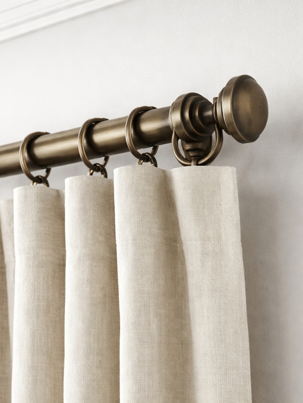 Pottery Barn Somerset Turned Curtain Rod Finials Set of 2 2.5” Antique Brass